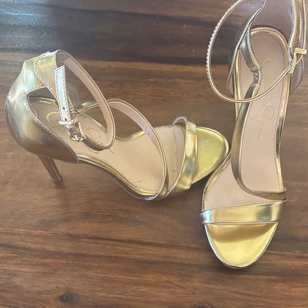 Jessica Simpson Gold Strappy Heels